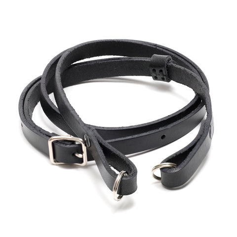 Adjustable leather camera strap, black