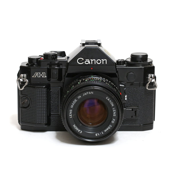 Canon A-1 svart + FDn 50mm f1.8
