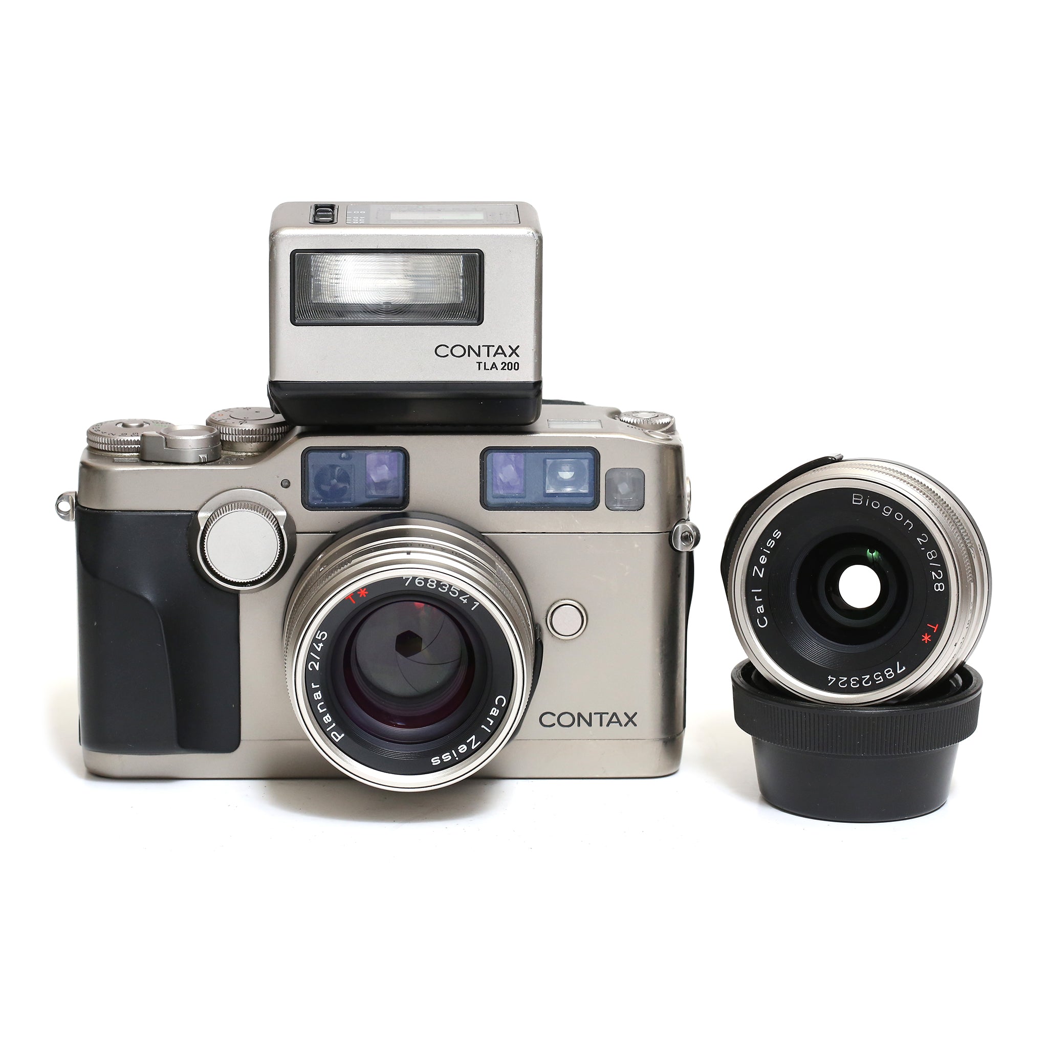 CONTAX G2 Planar Biogon TLA200、280 セット Contax G2 kit (Hus,28mm,45mm,blixt TLA200, tillbehör