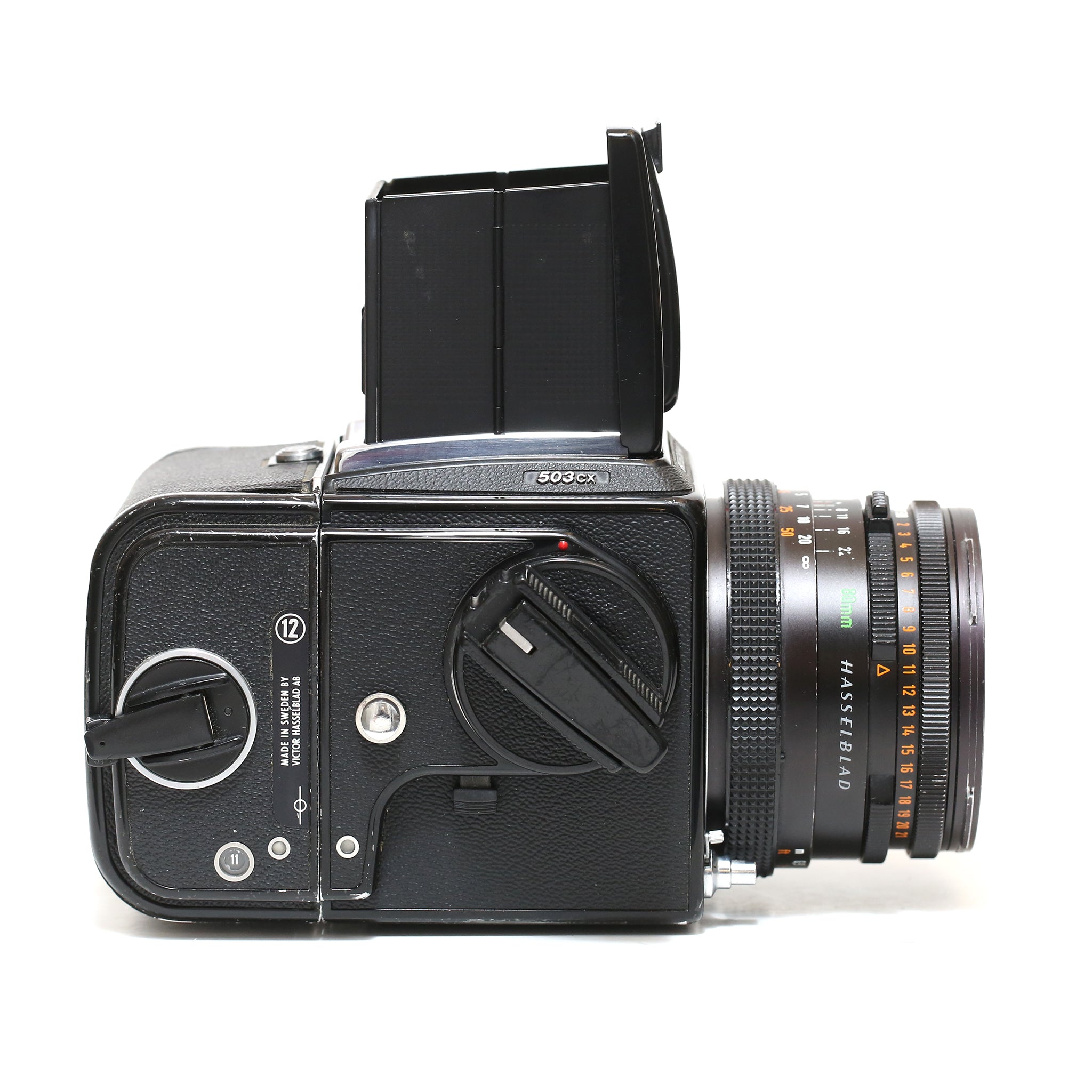 Hasselblad 503CX black + CF 80/2.8 + A12 + accessories