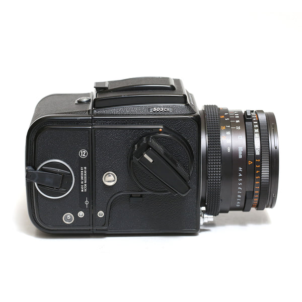 Hasselblad 503CX + planar CF 80mm f2.8 + A12 Svart (Mycket fint kit!)