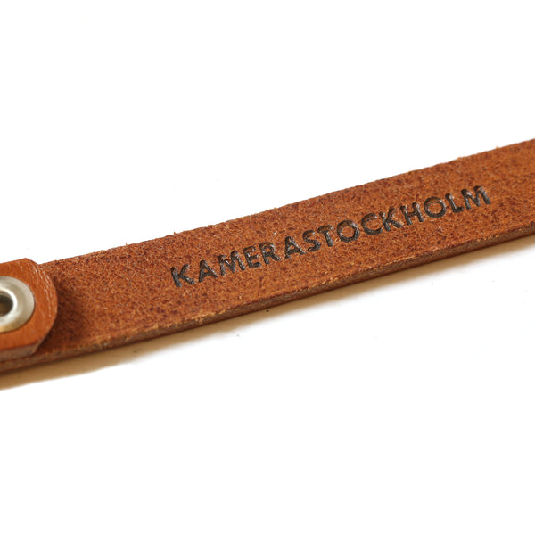 NYHET! Kamerarem i läder 12mm, Titanringar, konjak