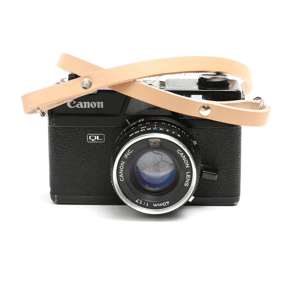 Leather camera strap, natural